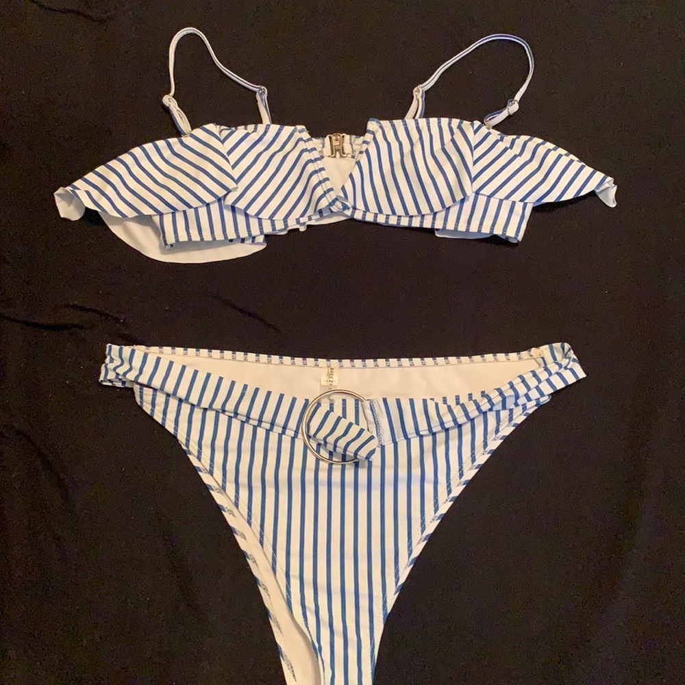 Striped swimsuit. Never worn. Size large